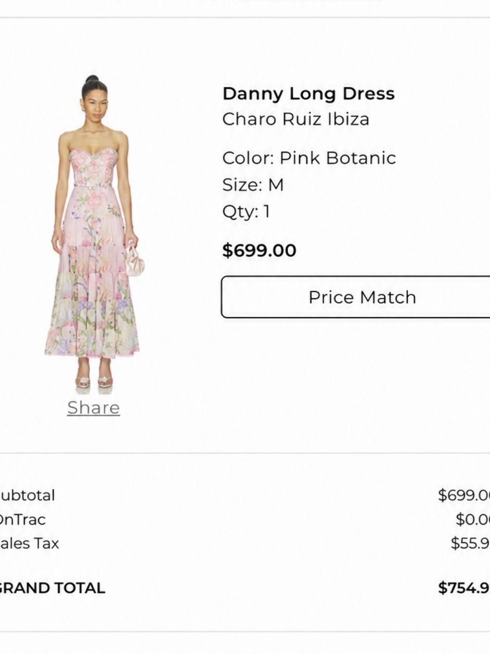 Charo Ruiz Pink Botanic Strapless Floral Maxi Dress